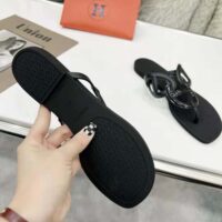 Hermes Women Egerie Sandal in Waterproof TPU with Chaine D Ancre Motif-Black (1)