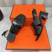 Hermes Women Elbe 60 Sandal in Calfskin Leather-Black (1)