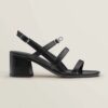 Hermes Women Eve 60 Sandal in Calfskin Leather-Black