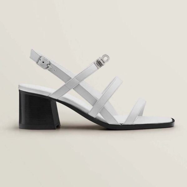 Hermes Women Eve 60 Sandal in Calfskin Leather-White (1)