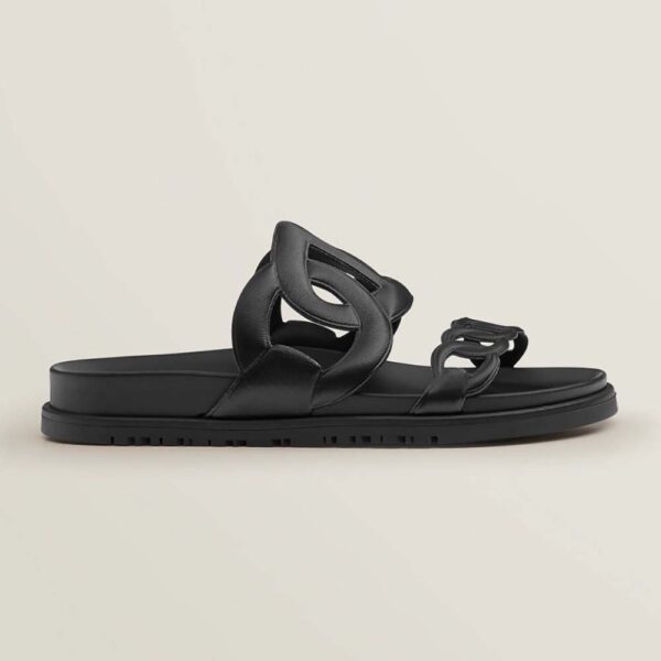 Hermes Women Extra Sandal in Nappa Leather-Black (1)