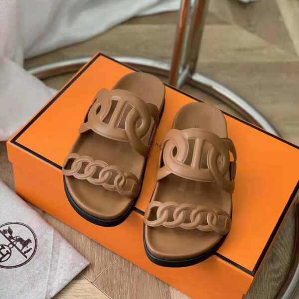 Hermes Women Extra Sandal in Nappa Leather-Brown (7)
