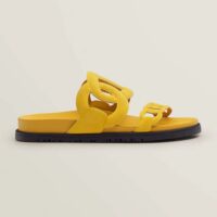 Hermes Women Extra Sandal in Suede Goatskin-Yellow (1)