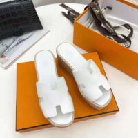 Hermes Women Eze 30 Sandal in 7cm Heel Height-White (1)