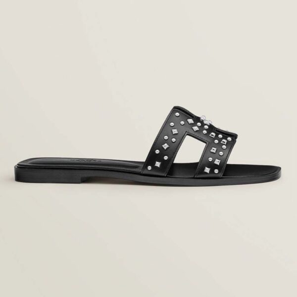 Hermes Women Oran Sandal in Calfskin Black (1)