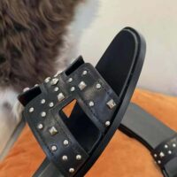 Hermes Women Oran Sandal in Calfskin Black (1)