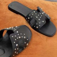 Hermes Women Oran Sandal in Calfskin Black (1)