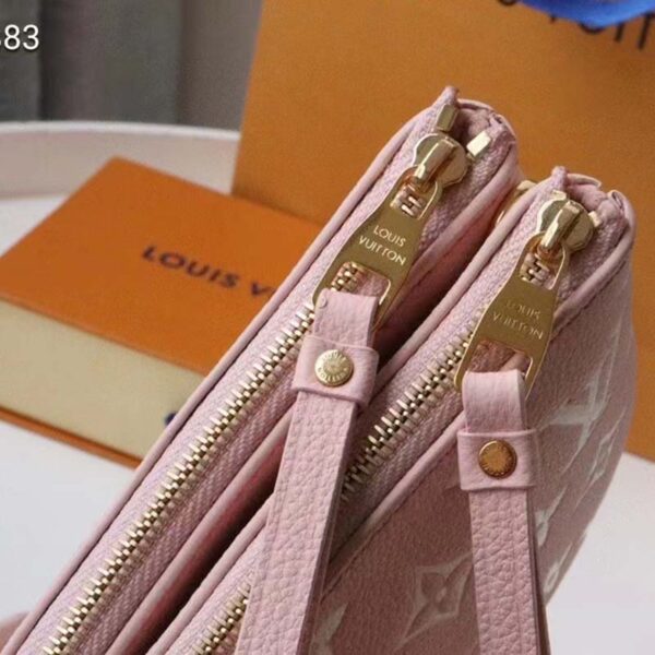 Louis Vuitton Double Zip Pochette Pink Monogram Empreinte Embossed Supple Grained Cowhide (1)