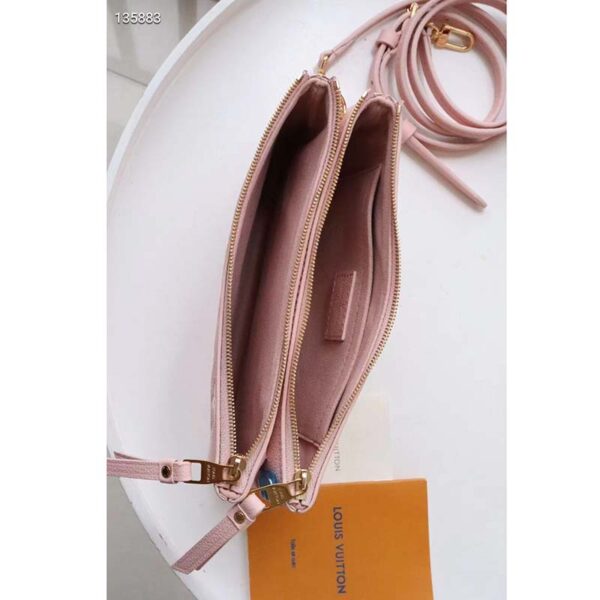 Louis Vuitton Double Zip Pochette Pink Monogram Empreinte Embossed Supple Grained Cowhide (10)
