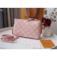 Louis Vuitton Double Zip Pochette Pink Monogram Empreinte Embossed Supple Grained Cowhide (3)