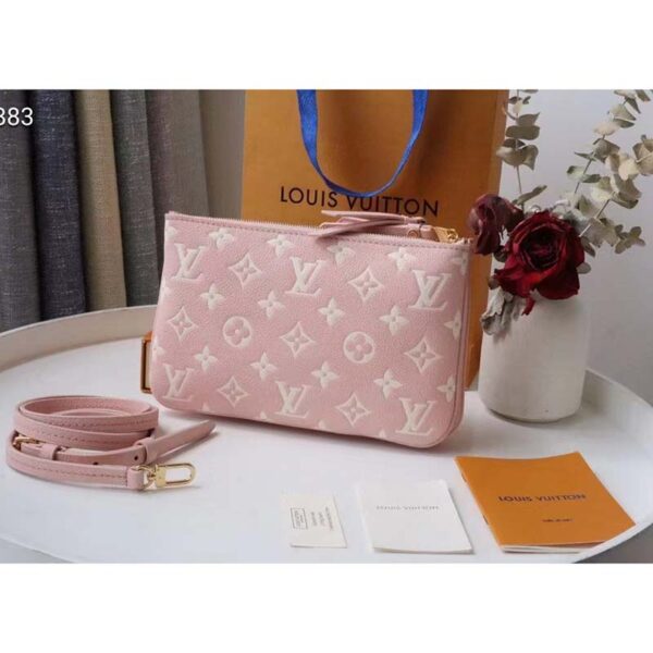 Louis Vuitton Double Zip Pochette Pink Monogram Empreinte Embossed Supple Grained Cowhide (2)
