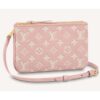 Louis Vuitton Double Zip Pochette Pink Monogram Empreinte Embossed Supple Grained Cowhide