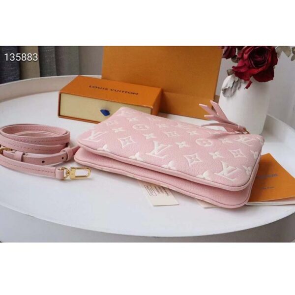 Louis Vuitton Double Zip Pochette Pink Monogram Empreinte Embossed Supple Grained Cowhide (4)