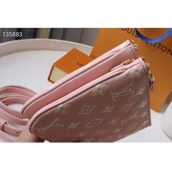 Louis Vuitton Double Zip Pochette Pink Monogram Empreinte Embossed Supple Grained Cowhide (6)