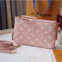 Louis Vuitton Double Zip Pochette Pink Monogram Empreinte Embossed Supple Grained Cowhide (3)