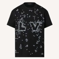 Louis Vuitton LV Men Spread Embroidered T-Shirt Cotton Black Regular Fit (1)