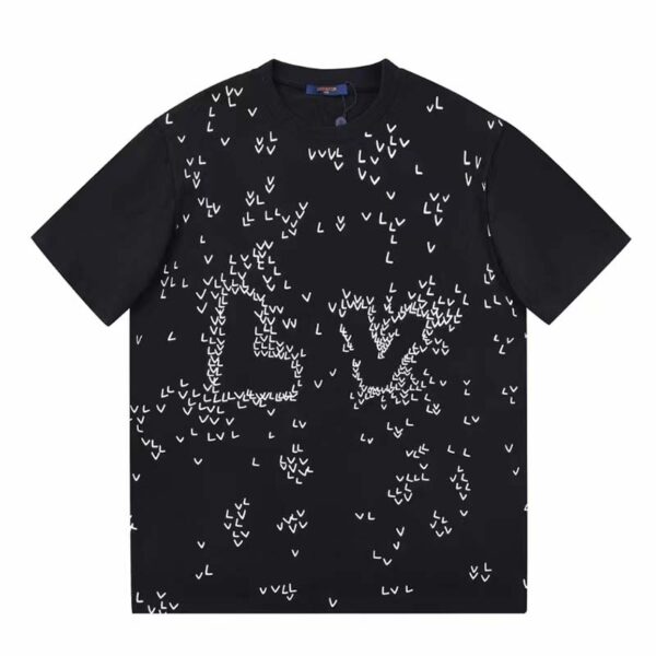 Louis Vuitton LV Men Spread Embroidered T-Shirt Cotton Black Regular Fit (11)