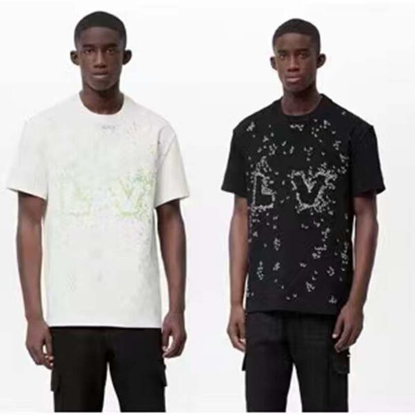 Louis Vuitton LV Men Spread Embroidered T-Shirt Cotton Black Regular Fit (6)