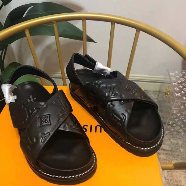 Louis Vuitton LV Unisex Black Monogram Embossed Lambskin Anatomic Insole (6)