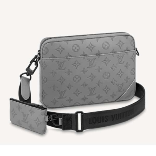 Louis Vuitton LV Unisex Duo Messenger Anthracite Gray Monogram Shadow Calf Leather (11)