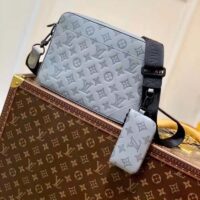 Louis Vuitton LV Unisex Duo Messenger Anthracite Gray Monogram Shadow Calf Leather (11)