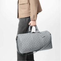 Louis Vuitton LV Unisex Keepall 50B Anthracite Gray Monogram Shadow Calf Leather (5)