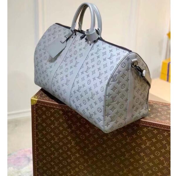 Louis Vuitton LV Unisex Keepall 50B Anthracite Gray Monogram Shadow Calf Leather (3)