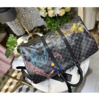 Louis Vuitton LV Unisex Keepall 50B Damier Graphite Stamps Coated Canvas (1)