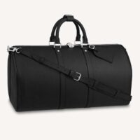 Louis Vuitton LV Unisex Keepall Bandoulière 50 Bag Black Ultra-Soft Taiga Leather (6)