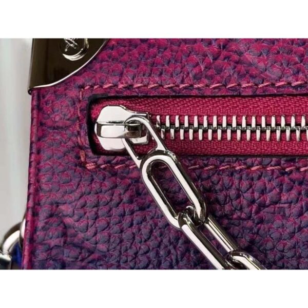 Louis Vuitton LV Unisex Mini Soft Trunk Blue Pink Taurillon Cowhide Leather (8)