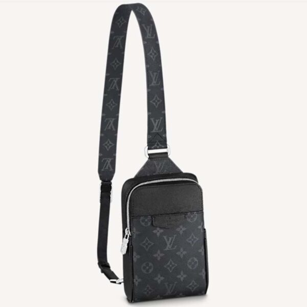 Louis Vuitton LV Unisex Outdoor Sling Bag Black Coated Canvas Cowhide Leather (7)