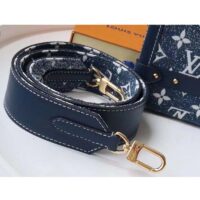 Louis Vuitton LV Unisex Petite Malle Box Handbag Blue Denim Monogram Canvas (2)