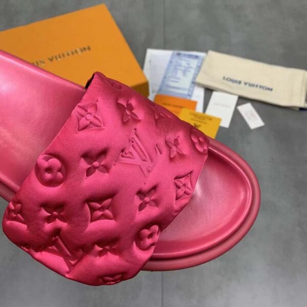 Louis Vuitton LV Unisex Pool Pillow Flat Comfort Mule Fuchsia Pink Monogram (6)