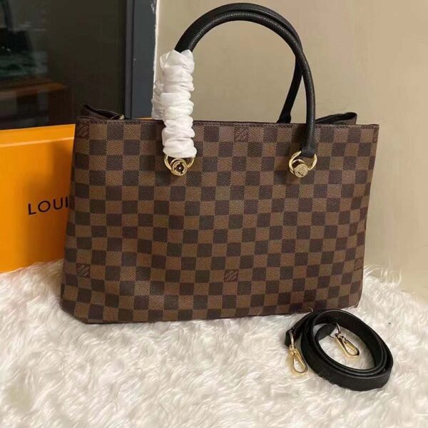 Louis Vuitton LV Unisex Riverside Tote Black Brown Damier Ebene Coated Canvas (4)