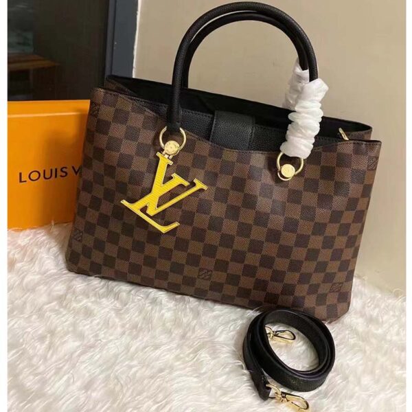 Louis Vuitton LV Unisex Riverside Tote Black Brown Damier Ebene Coated Canvas (5)