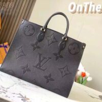 Louis Vuitton LV Women OnTheGO GM Tote Bag Black Monogram Embossed Leather (9)