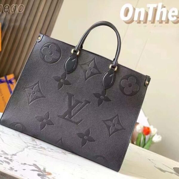 Louis Vuitton LV Women OnTheGO GM Tote Bag Black Monogram Embossed Leather (11)