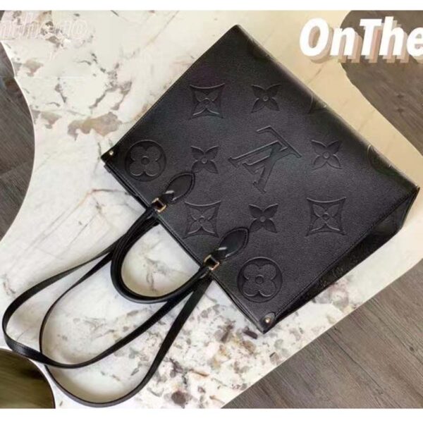 Louis Vuitton LV Women OnTheGO GM Tote Bag Black Monogram Embossed Leather (5)