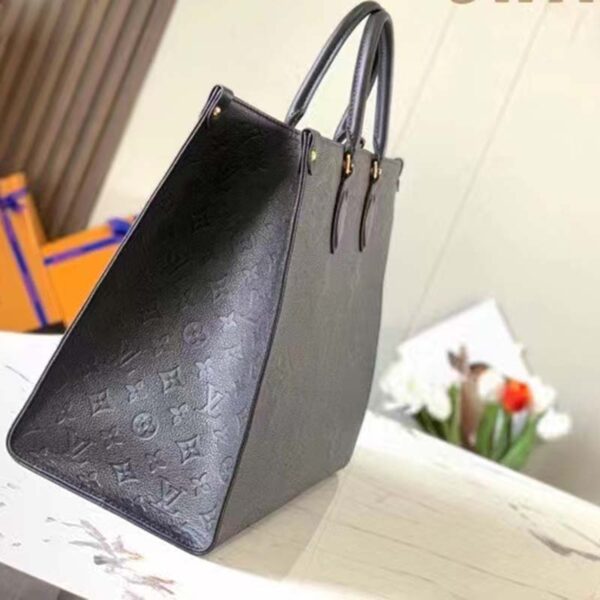 Louis Vuitton LV Women OnTheGO GM Tote Bag Black Monogram Embossed Leather (7)