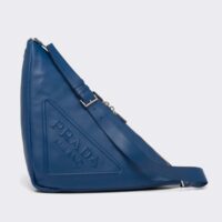 Prada Men Leather Prada Triangle Bag-Navy