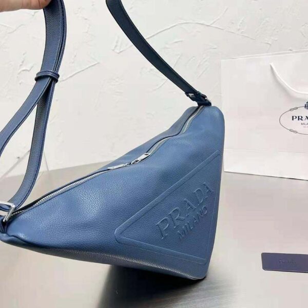 Prada Men Leather Prada Triangle Bag-Navy (8)