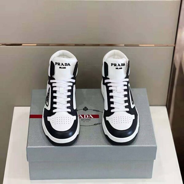 Prada Men Sporty Leather High-Top Sneakers-Black (3)