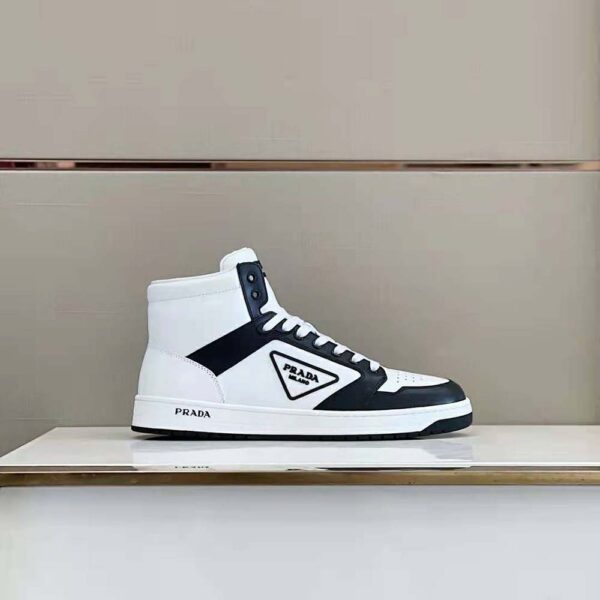 Prada Men Sporty Leather High-Top Sneakers-Black (6)