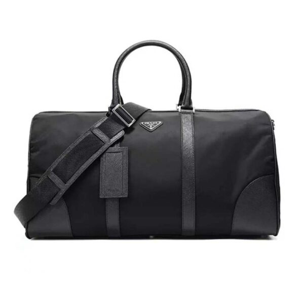 Prada Unisex Re-Nylon Saffiano Leather Handles Duffle Black Bag (1)