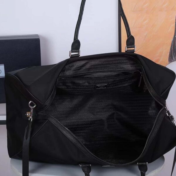 Prada Unisex Re-Nylon Saffiano Leather Handles Duffle Black Bag (6)