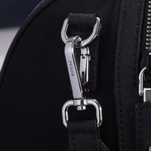 Prada Unisex Re-Nylon Saffiano Leather Handles Duffle Black Bag (7)