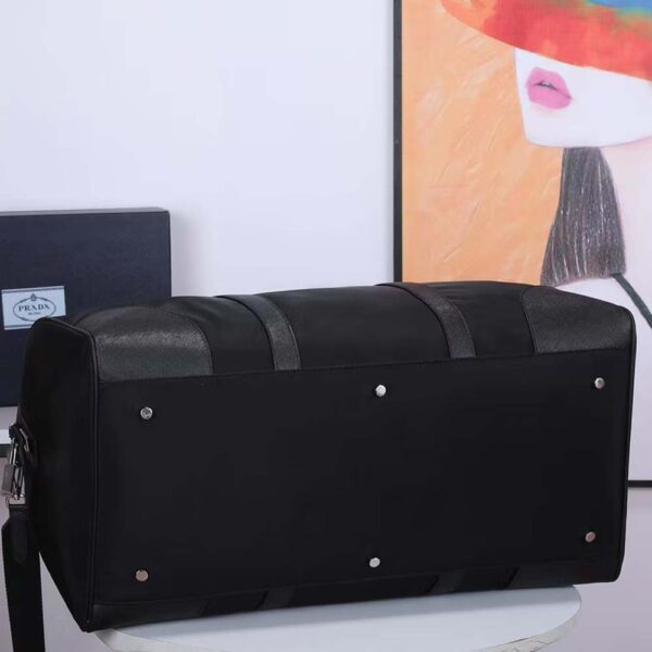 Prada Unisex Re-Nylon Saffiano Leather Handles Duffle Black Bag (8)