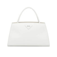 Prada Women Brushed Leather Handbag-White