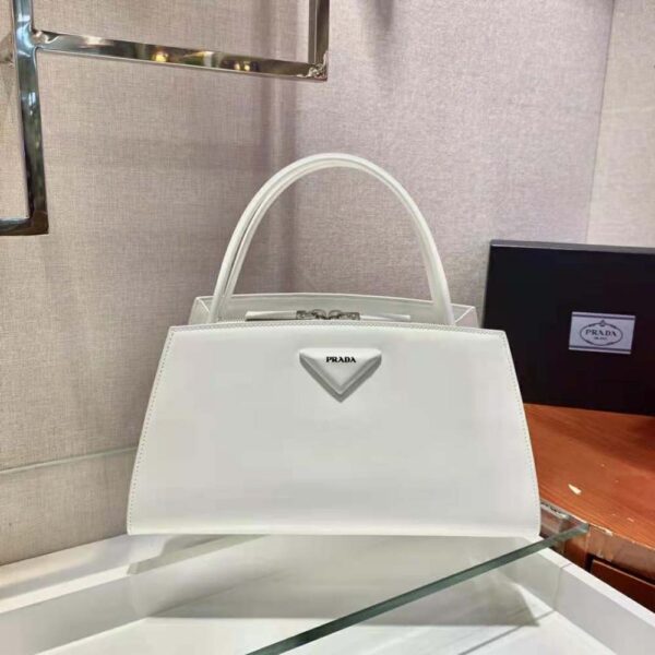 Prada Women Brushed Leather Handbag-white (3)