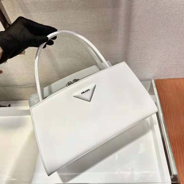 Prada Women Brushed Leather Handbag-white (4)